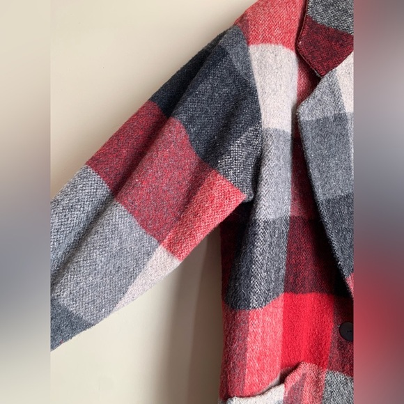 Express wool blend plaid coat, blazer chore barn vintage 80’s jacket - Picture 4 of 11